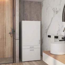 Mobile lavanderia 67x145h cm 1 anta 2 cassetti bianco Ordinary
