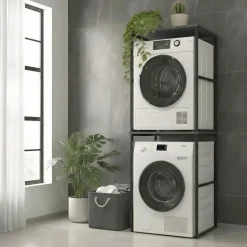 Mobile lavatrice e asciugatrice 66x189h cm industrial metallo antracite Loft