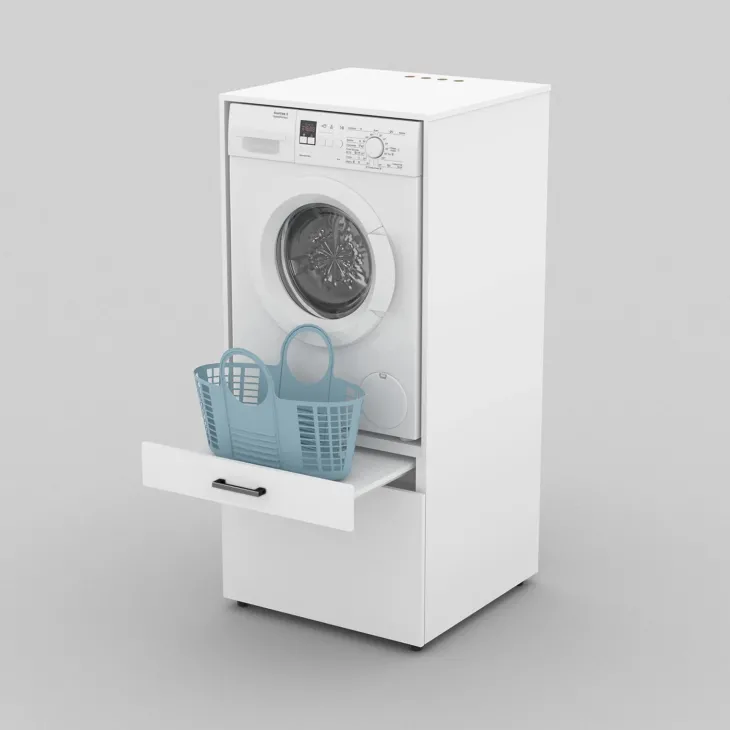 Mobile lavatrice e asciugatrice 134x144h cm con cassettoni bianco Water