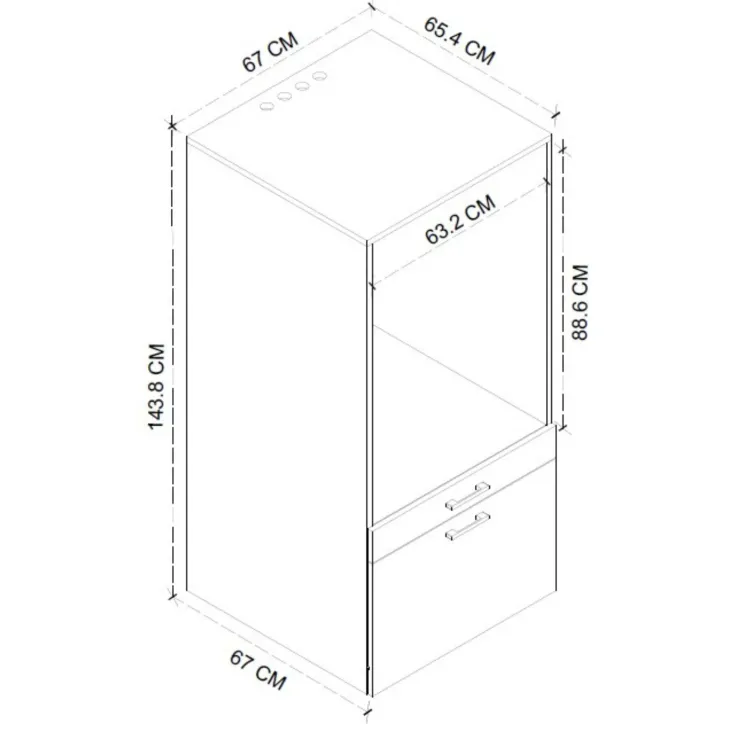 Mobile lavatrice e asciugatrice 134x144h cm con cassettoni bianco Water