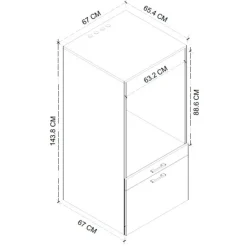 Mobile lavatrice e asciugatrice 134x144h cm con cassettoni rovere Water