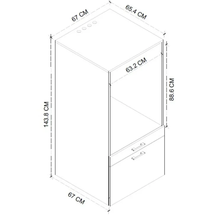 Mobile lavatrice e asciugatrice 134x144h cm con cassettoni rovere Water