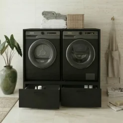 Mobile lavatrice e asciugatrice 132x117h cm con cassettone nero Wave