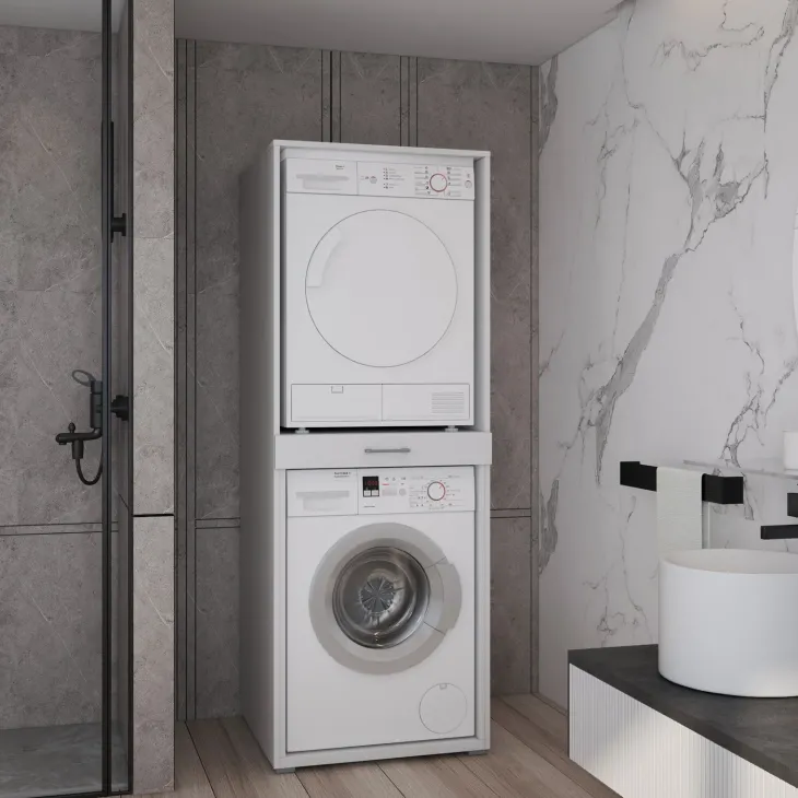 Mobile lavatrice e asciugatrice 69x189h cm bianco Ordinary