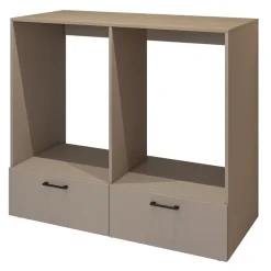 Mobile lavatrice e asciugatrice 132x117h cm con cassettone tortora rovere Wave