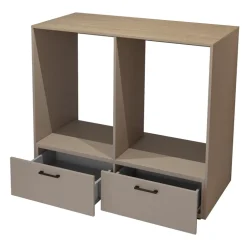 Mobile lavatrice e asciugatrice 132x117h cm con cassettone tortora rovere Wave