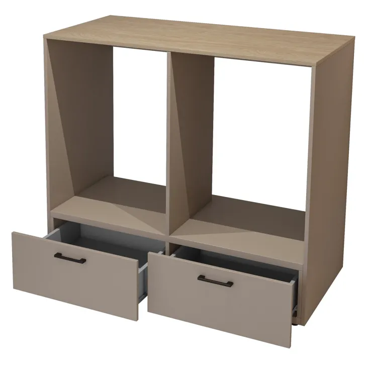 Mobile lavatrice e asciugatrice 172x197h cm con colonna tortora rovere Wave