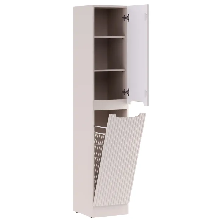 Mobile lavatrice lavanderia 105x180h cm con portabiancheria cannettato beige Cleany