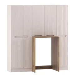 Mobile lavatrice lavanderia 165x180h cm con portabiancheria cannettato beige Cleany