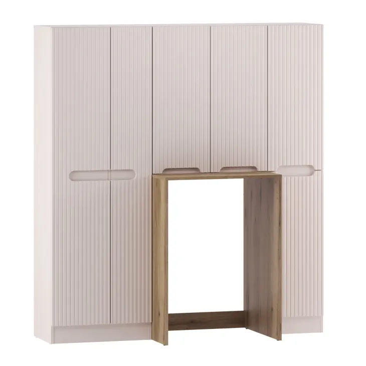 Mobile lavatrice lavanderia 165x180h cm con portabiancheria cannettato beige Cleany