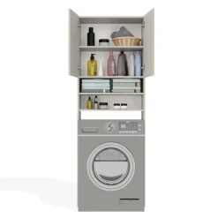 Mobile lavatrice 64x180h cm 2 ante e doppio vano a giorno beige cashmere Motty