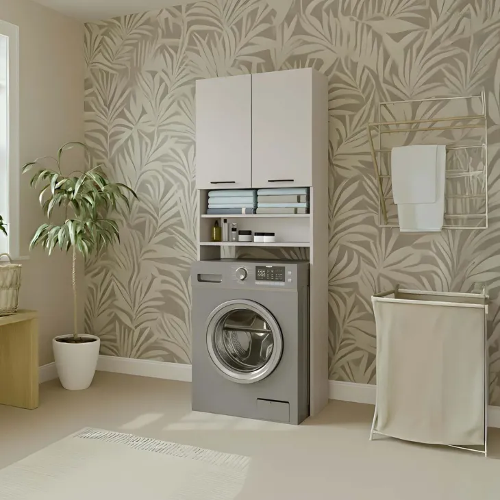 Mobile lavatrice 64x180h cm 2 ante e doppio vano a giorno beige cashmere Motty