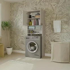 Mobile lavatrice 64x180h cm 2 ante e doppio vano a giorno beige cashmere Motty