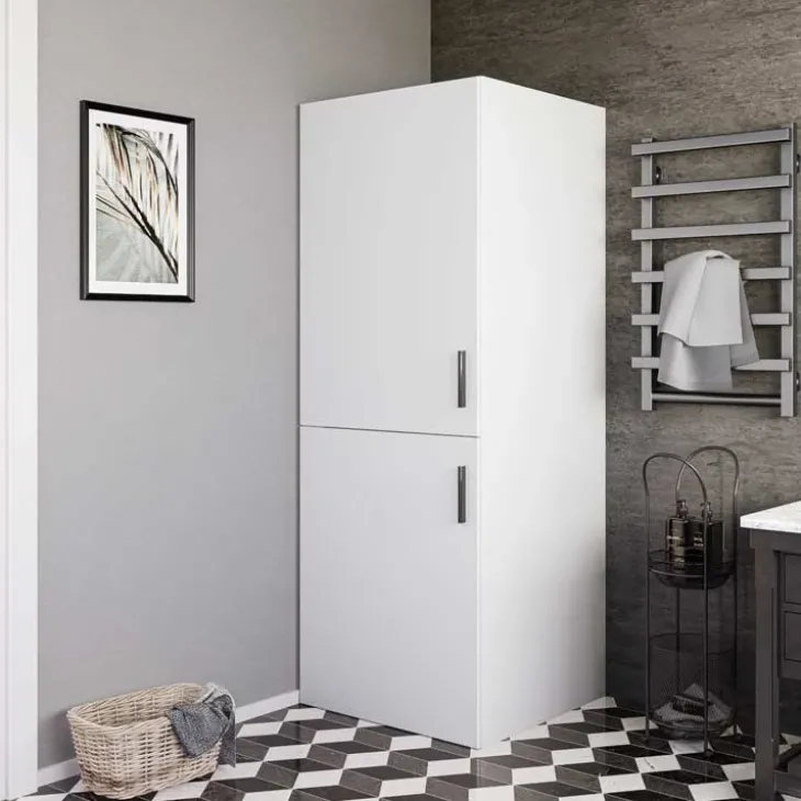 Mobile lavatrice 70x180h cm 2 ante e ripiani bianco opaco Wash