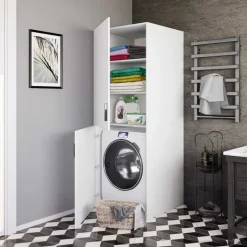 Mobile lavatrice 70x180h cm 2 ante e ripiani bianco opaco Wash