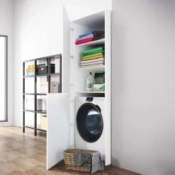 Mobile lavatrice 70x180h cm 2 ante e ripiani bianco opaco Wash