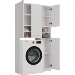 Mobile lavatrice 96x180h cm armadio 4 ante e vano a giorno bianco Motty