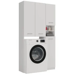Mobile lavatrice 96x180h cm armadio 4 ante e vano a giorno bianco Motty