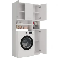Mobile lavatrice 96x180h cm armadio 4 ante e doppio vano a giorno bianco Motty