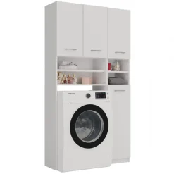 Mobile lavatrice 96x180h cm armadio 4 ante e doppio vano a giorno bianco Motty