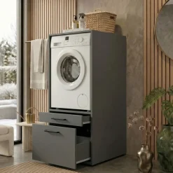 Mobile lavatrice 67x144h cm con cassettone antracite Water