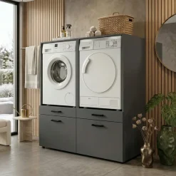Mobile lavatrice 67x144h cm con cassettone antracite Water