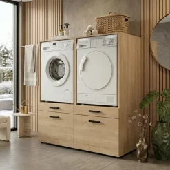 Mobile lavatrice 67x144h cm con cassettone rovere Water