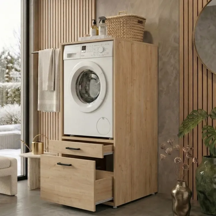 Mobile lavatrice 67x144h cm con cassettone rovere Water