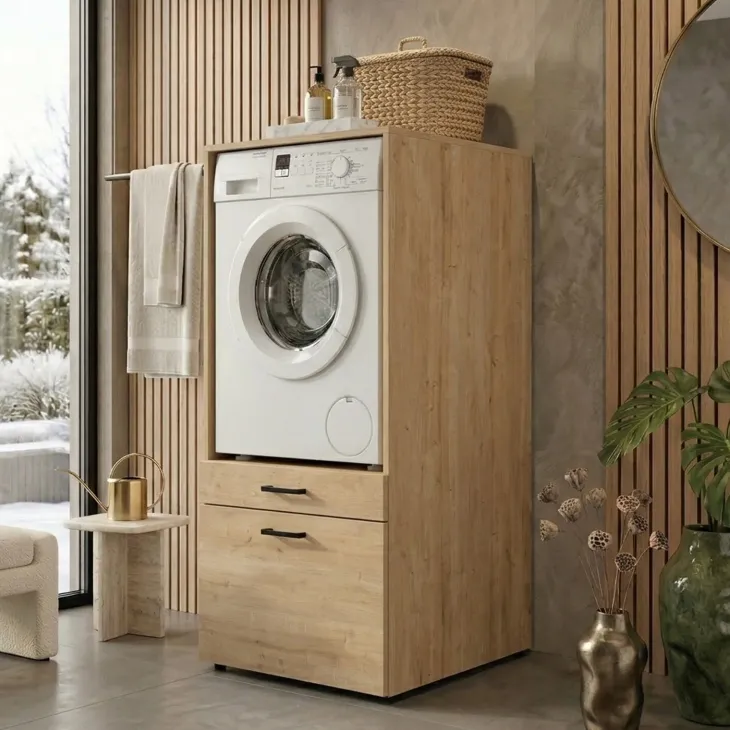 Mobile lavatrice 67x144h cm con cassettone rovere Water