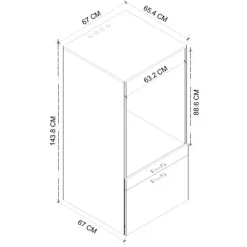 Mobile lavatrice 67x144h cm con cassettone rovere Water