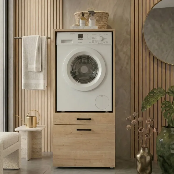 Mobile lavatrice 67x144h cm con cassettone rovere Water