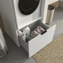 Mobile lavatrice 77x153h cm con cassettone e 2 ante bianco Lavia