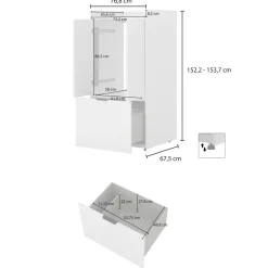 Mobile lavatrice 77x153h cm con cassettone e 2 ante bianco Lavia