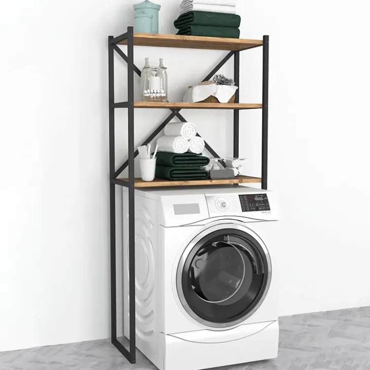 Mobile lavatrice 66x160h cm industrial metallo rovere rustico Loft