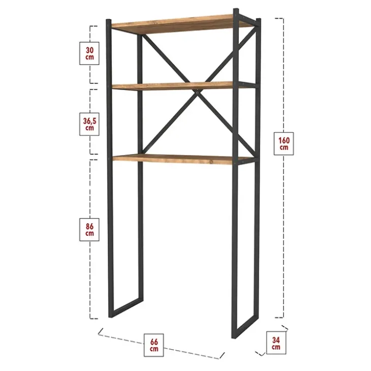 Mobile lavatrice 66x160h cm industrial metallo rovere rustico Loft