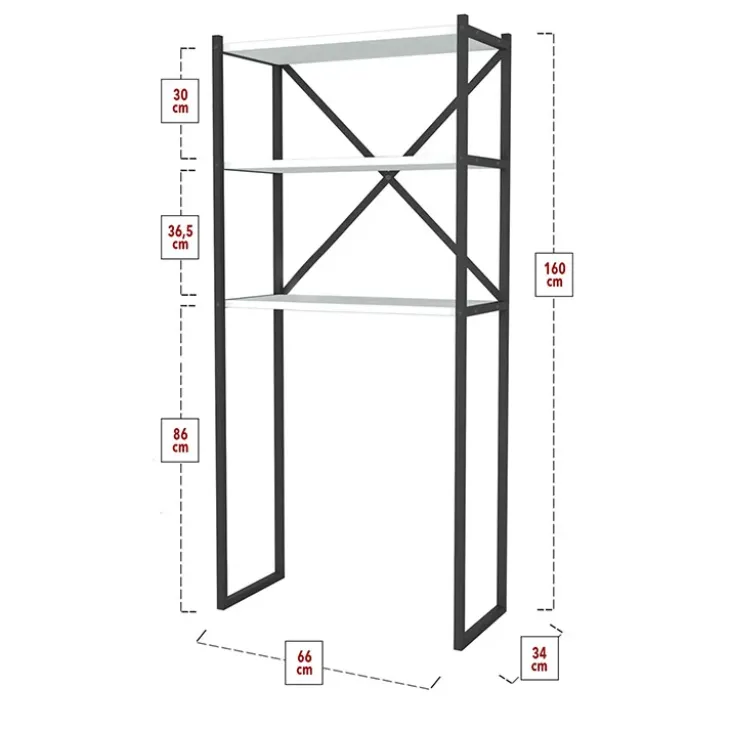 Mobile lavatrice 66x160h cm industrial metallo bianco Loft