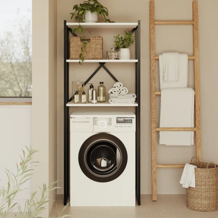Mobile lavatrice 66x160h cm industrial metallo bianco Loft