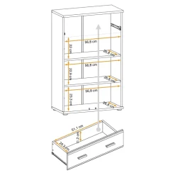 Mobile multiuso ingresso 60x96h cm stampa a righe rovere rustico antracite California Gihome®