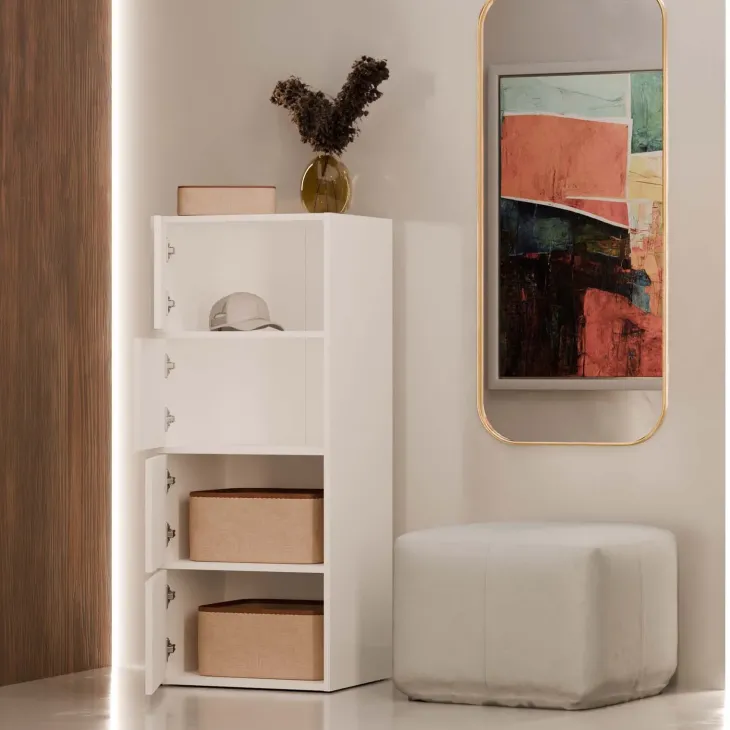 Mobile multiuso ingresso 50x119h cm scarpiera 4 ante bianco Tyler