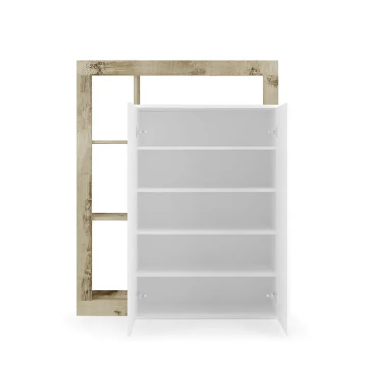 Mobile multiuso ingresso 108x138h cm scarpiera bianco lucido pero Invictus
