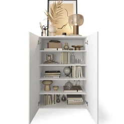 Mobile multiuso ingresso 78x116h cm scarpiera bianco lucido specchio Olimpo
