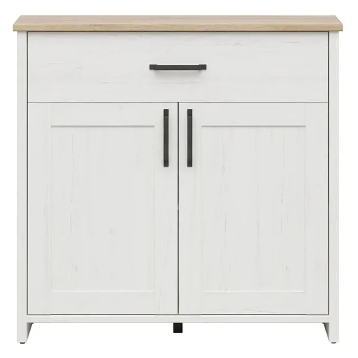 Mobile multiuso 102x99h cm 2 ante 1 cassetto scandinava bianco frassinato rovere Lars
