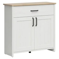 Mobile multiuso 102x99h cm 2 ante 1 cassetto scandinava bianco frassinato rovere Lars
