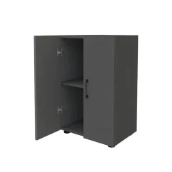 Mobile multiuso 49x74h cm moderno ufficio 2 ante 2 ripiani antracite Arkiva