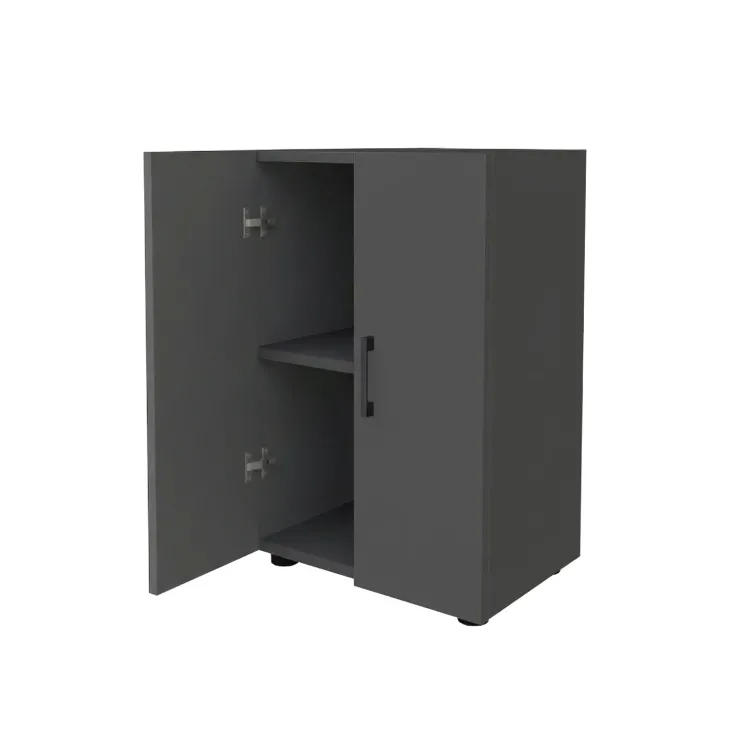 Mobile multiuso 49x74h cm moderno ufficio 2 ante 2 ripiani antracite Arkiva