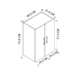 Mobile multiuso 49x74h cm moderno ufficio 2 ante 2 ripiani antracite Arkiva
