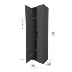 Mobile multiuso 49x178h cm moderno ufficio 2 ante 5 ripiani antracite Arkiva