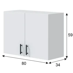 Mobile pensile multiuso 80x60h cm componibile 2 ante bianco lucido Kimera