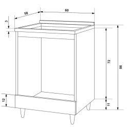 Mobile per piano cottura e forno ad incasso 60x86h cm bianco frassinato Talise