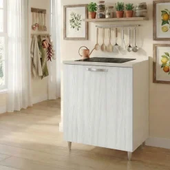 Mobile per piano cottura 60x86h cm bianco frassinato Talise